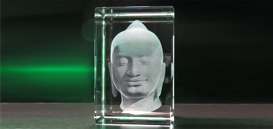 Presse-papier en verre 3D-Bouddha