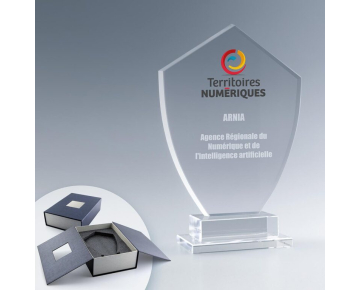 Troph&eacute;e en verreEmbl&egrave;me